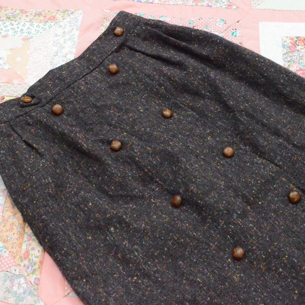 Eggplant Purple Twill Wool Skirt